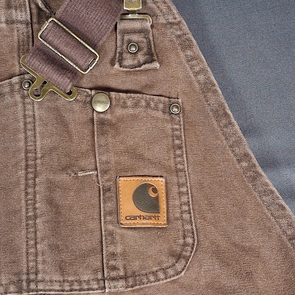 Carhartt Mint Vintage Work Overalls 38x32 Mens Brown Double Knee Insulated - USA - Picture 3 of 12
